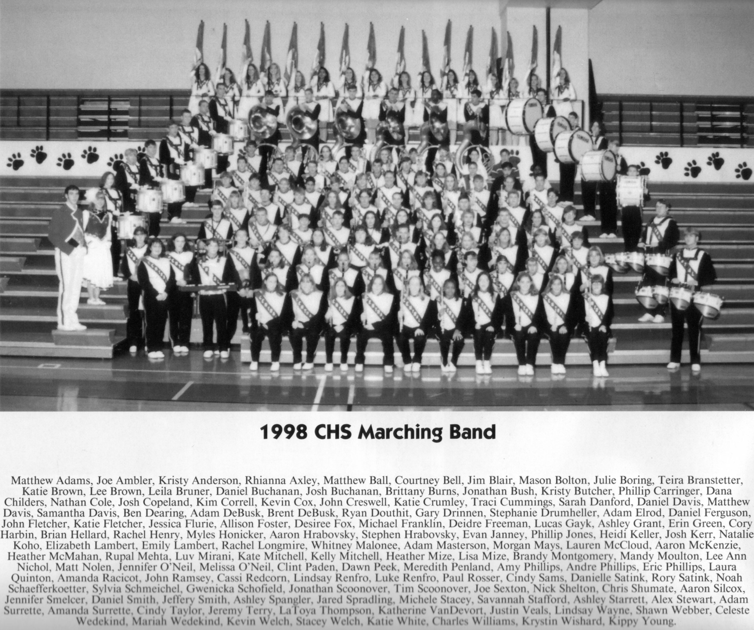 1998-99 Central High School Marching Band in the traditional 1971 uniforms, Woodall's final year