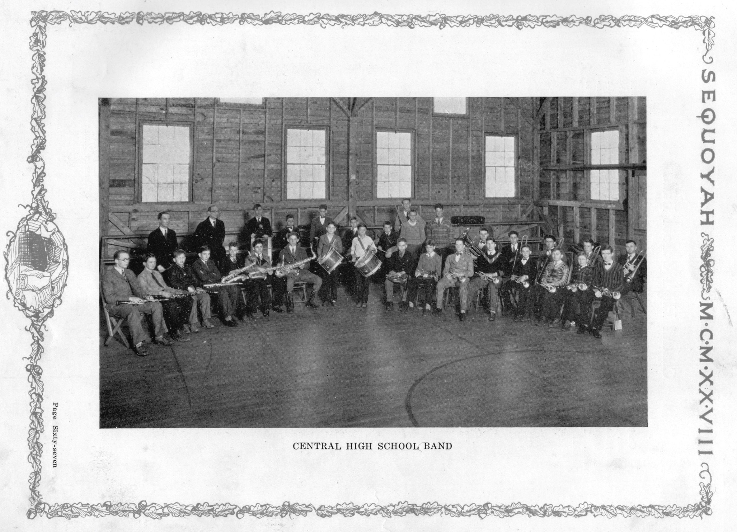1928 Central High School Band, the first band, photographed in the school annual The Sequoyah