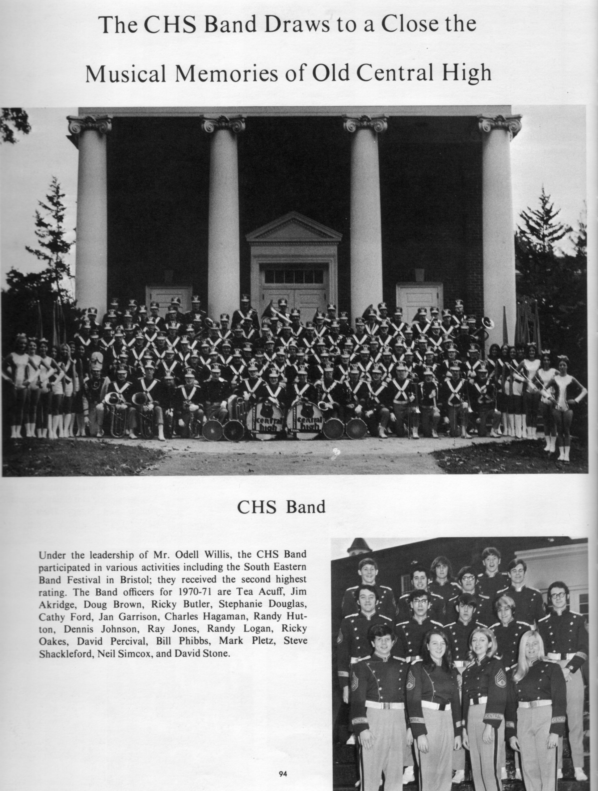 1970-71 Central High School Band, O'Dell Willis's final year as director